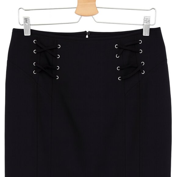 Cache Black Lace Up Pencil Skirt Size 12 Cocktail Holiday Whimsigoth Corset - Picture 3 of 10